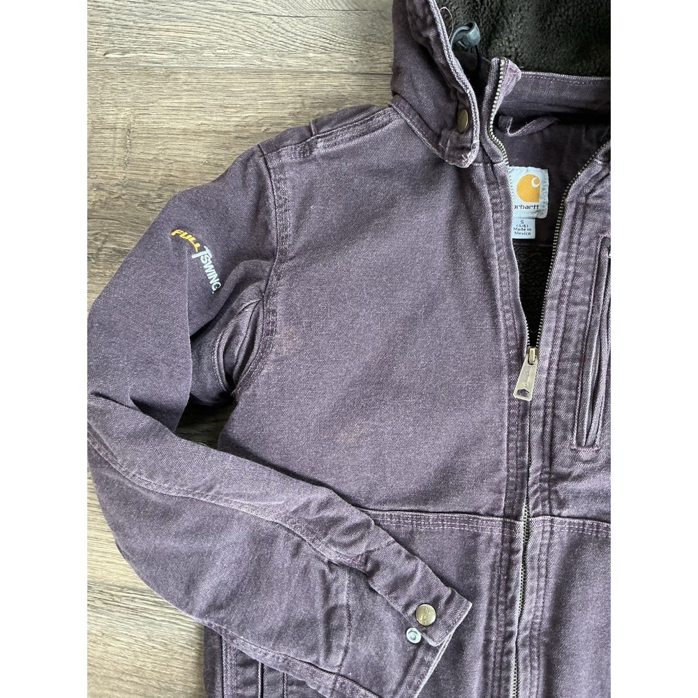 Vintage Women's Removable Hooded Plum Carhartt Jacket Purple Small - Picture 7 of 9